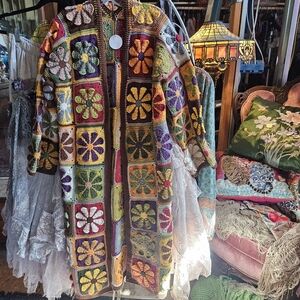 NFS ON HOLD Will Send Only To Sugar   Colorful Custom Crochet Flower Long Coat